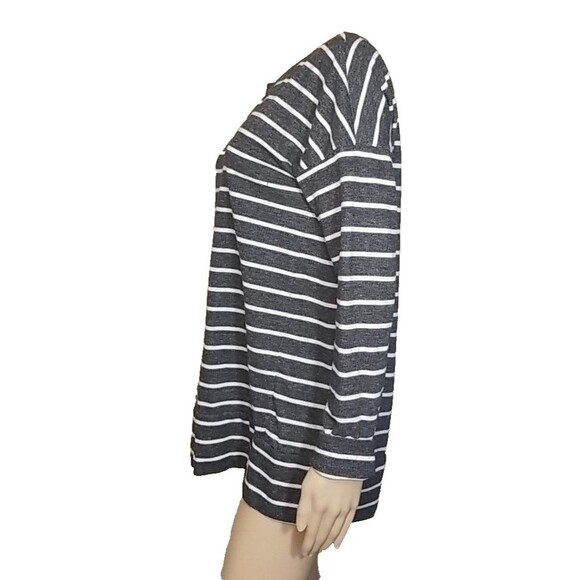 Lou & Grey Ann Taylor M Black & White Stripe Shirt Side Zipper Oversized     T44 - Picture 3 of 8